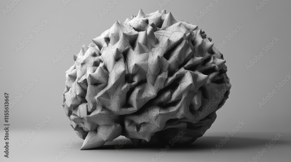 Poster the hologram of the brain. the brain consists of polygons, triangles of points and lines. the brain 