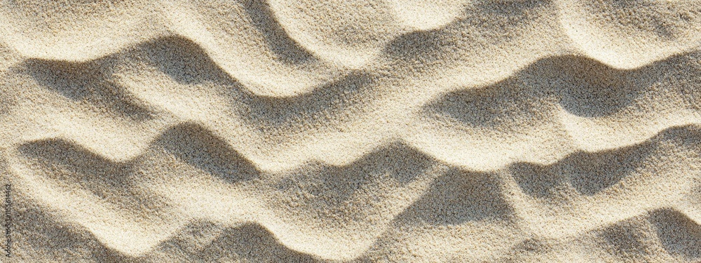 Poster undulating texture of light beige sand, showing natural wave patterns.