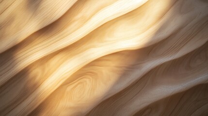 A polished wooden surface with soft light brown hues and natural abstract patterns