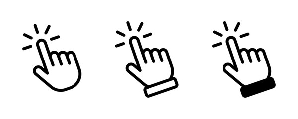 Click hand cursor icon set