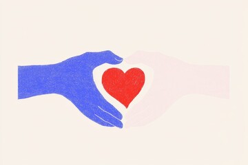 A flat design of two arms encircling a heart, symbolizing a hug in soft pastel tones