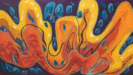 Obraz premium Contemporary Abstract Design in Blue, Yellow, Red, and White