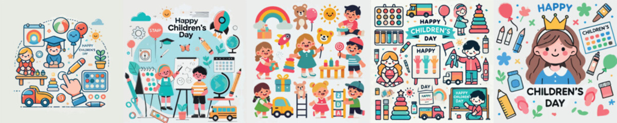 Vector image with the theme of Happy Childrens Day