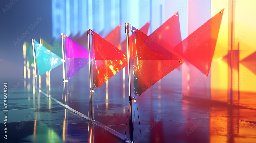 Poster the hologram race. race flags made up of polygons, triangles of points, and lines. racing flags are 