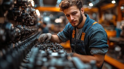 Focused Mechanic Repairing Industrial Machinery