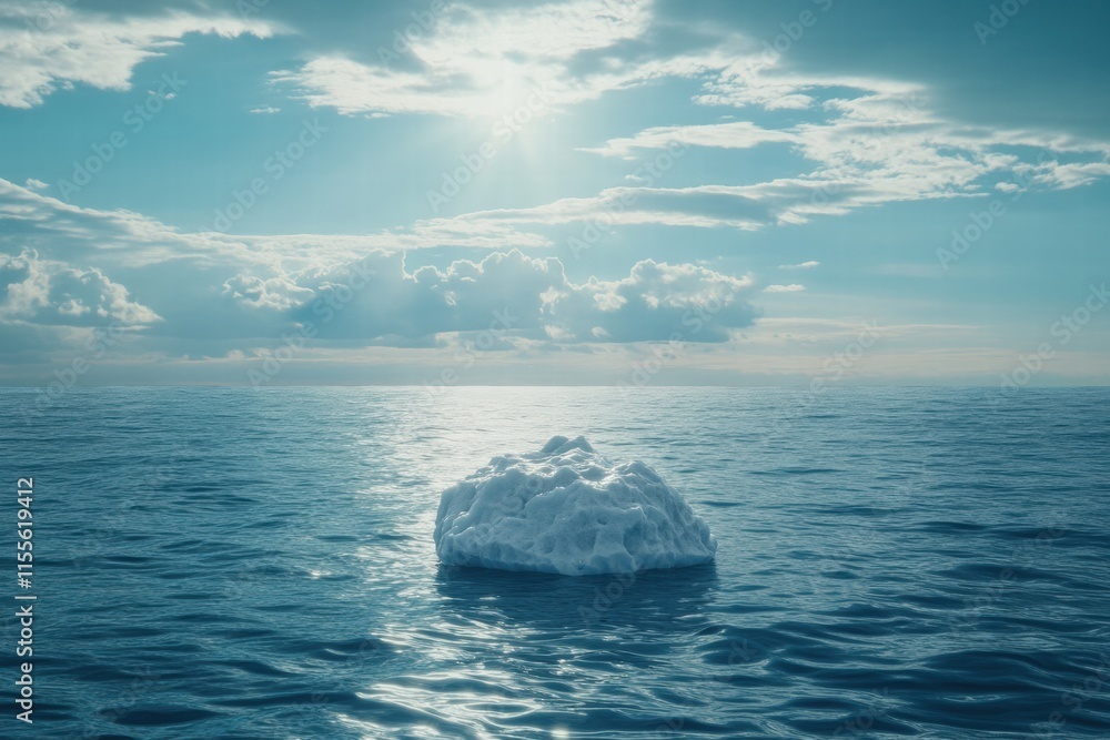 Aufkleber melting iceberg floats gracefully on a serene blue ocean under a bright sky. generative ai