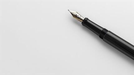 Fototapeta premium Elegant Black Fountain Pen on Clean White Background