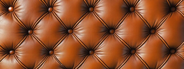 Fototapeta premium Brown tufted leather upholstery texture.