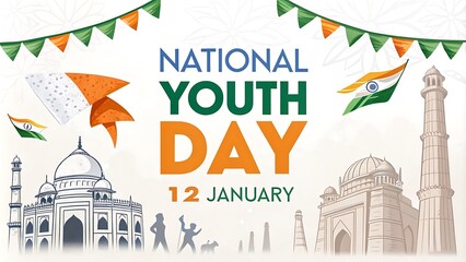 national youth day, on 12th january, Happy national youth day,  Banner, Poster, Story. 