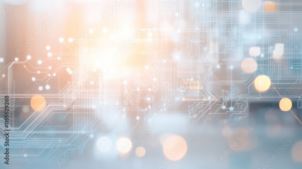 Aufkleber Abstract technology background with circuit board pattern and bokeh lights.