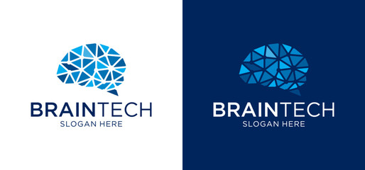 Brain connection logo vector illustration design. Digital brain logo template.