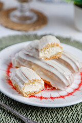 Beautiful delicious homemade french eclairs.