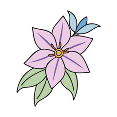 clematis flower illustration, flower vector art, flower icon - Minimalistic flat illustration of clematis flower flower, perfect for icons, logos, and floral-themed designs.

