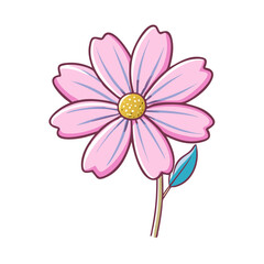 cosmos flower illustration, flower vector art, flower icon - Minimalistic flat illustration of cosmos flower flower, perfect for icons, logos, and floral-themed designs.

