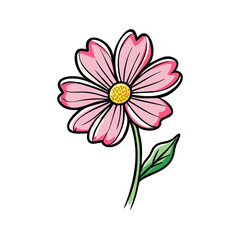 cosmos flower illustration, flower vector art, flower icon - Minimalistic flat illustration of cosmos flower flower, perfect for icons, logos, and floral-themed designs.


