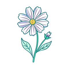 cosmos flower illustration, flower vector art, flower icon - Minimalistic flat illustration of cosmos flower flower, perfect for icons, logos, and floral-themed designs.

