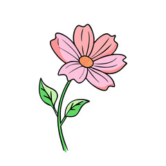 cosmos flower illustration, flower vector art, flower icon - Minimalistic flat illustration of cosmos flower flower, perfect for icons, logos, and floral-themed designs.

