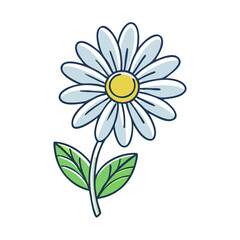 daisy flower illustration, flower vector art, flower icon - Minimalistic flat illustration of daisy flower flower, perfect for icons, logos, and floral-themed designs.

