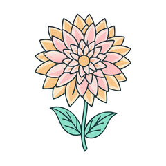 dahlia flower illustration, flower vector art, flower icon - Minimalistic flat illustration of dahlia flower flower, perfect for icons, logos, and floral-themed designs.

