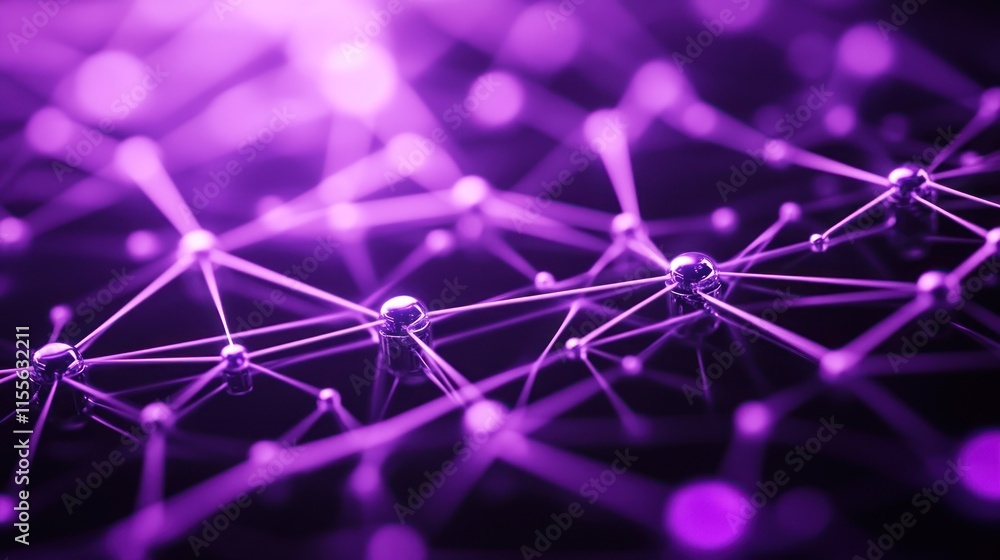 Poster Abstract purple network connection nodes.