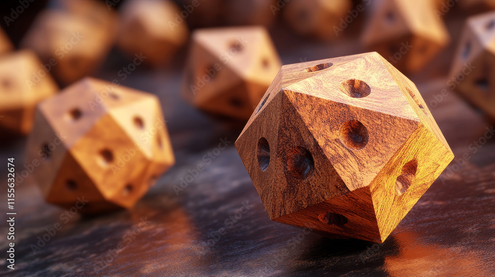 Poster dice hologram. dice of polygons, triangles of points, and lines. dice is a low-poly compound structu