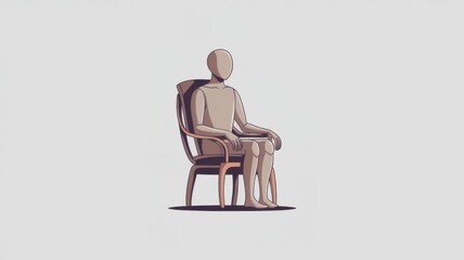 Fototapeta premium Minimalist 3D Character Sitting on a Chair