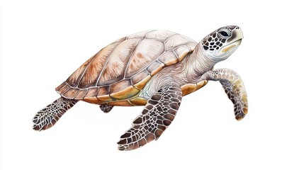 Naklejka premium Colorful watercolor turtle illustration detailed side view art