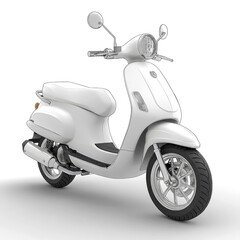 White modern scooter isolated on white background.