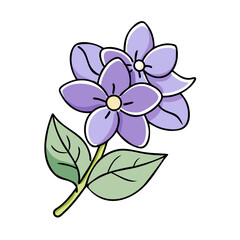 lilac flower illustration, flower vector art, flower icon - Minimalistic flat illustration of lilac flower flower, perfect for icons, logos, and floral-themed designs.

