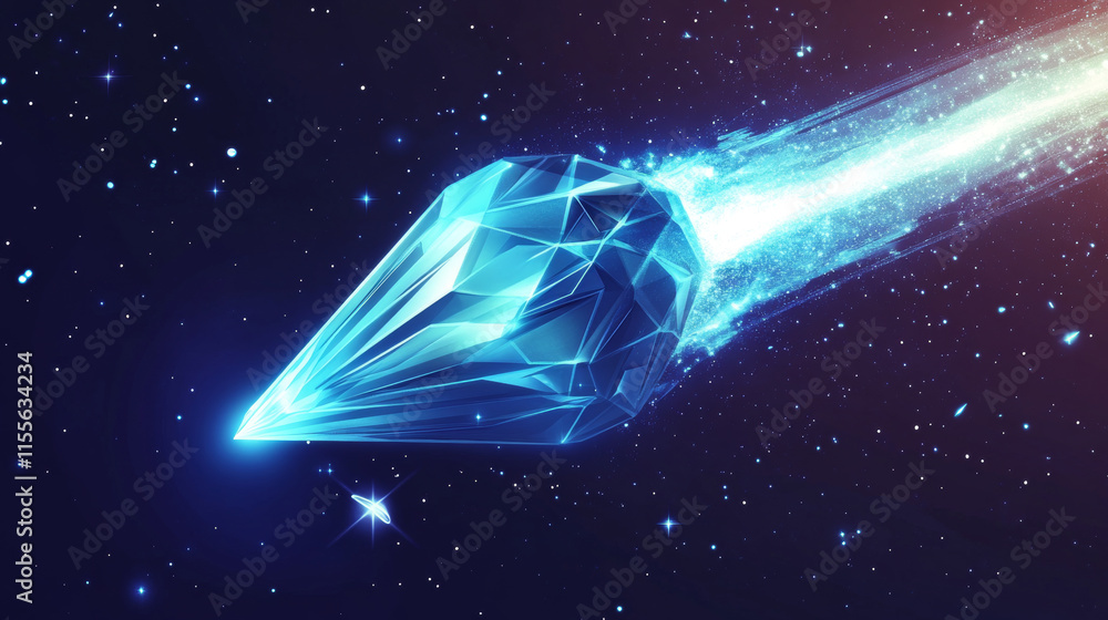 Aufkleber hologram meteor. meteor made of polygons, triangles, dots, and lines. low-poly meteor structure of c