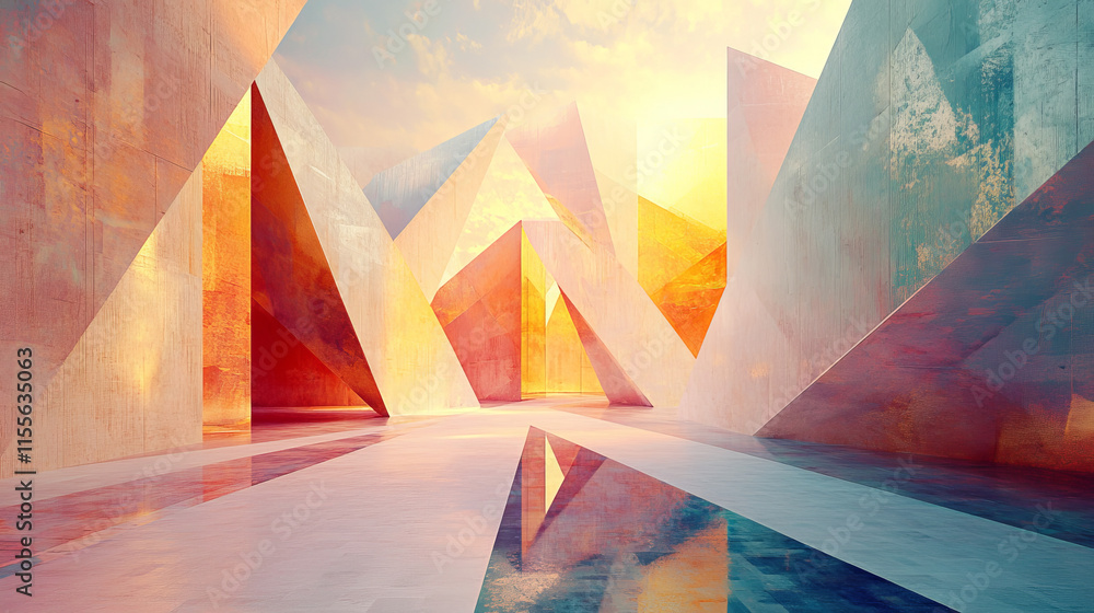 Poster hologram virtual reality. virtual reality made of polygons, triangles, dots, and lines. low-poly vir
