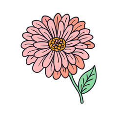 zinnia flower illustration, flower vector art, flower icon - Minimalistic flat illustration of zinnia flower flower, perfect for icons, logos, and floral-themed designs.

