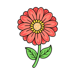 zinnia flower illustration, flower vector art, flower icon - Minimalistic flat illustration of zinnia flower flower, perfect for icons, logos, and floral-themed designs.

