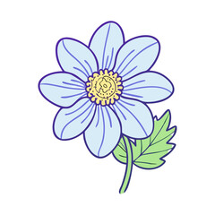 anemone flower illustration, flower vector art, flower icon - Minimalistic flat illustration of anemone flower flower, perfect for icons, logos, and floral-themed designs.

