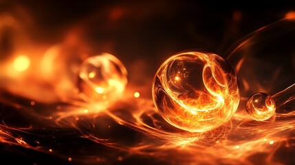 Bright fire orbs creating a captivating glowing effect on a dark surface