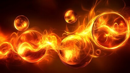 Bright fire orbs creating a captivating glowing effect on a dark surface