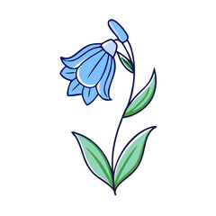 Obraz premium bluebell flower illustration, flower vector art, flower icon - Minimalistic flat illustration of bluebell flower flower, perfect for icons, logos, and floral-themed designs.