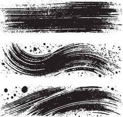 Grunge brush stroke background effect black vector illustration isolated on a white background