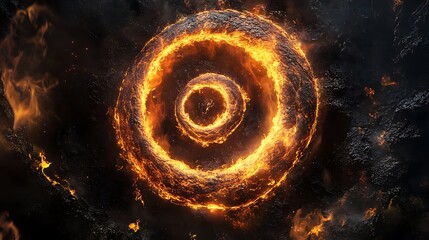 A spiral of glowing fire creating a dramatic composition on a black backdrop