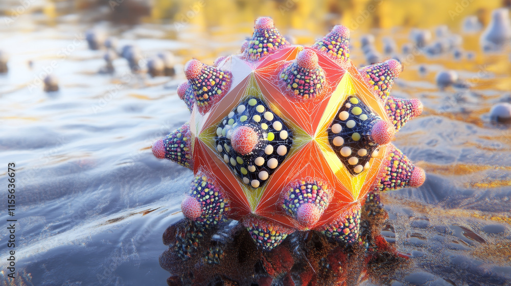 Aufkleber hologram bobber. bobber made of polygons, triangles, dots, and lines. low-poly bobber structure of c
