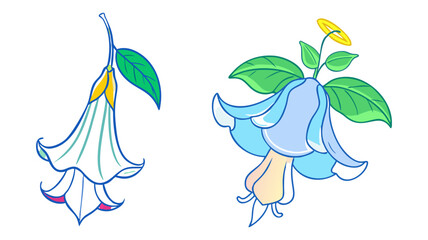 Fototapeta premium angel s trumpet flower illustration, flower vector art, flower icon - Minimalistic flat illustration of angel s trumpet flower flower, perfect for icons, logos, and floral-themed designs.