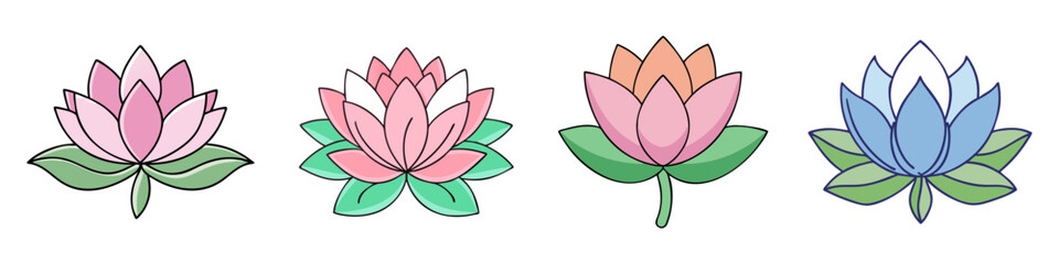 lotus flower illustration, flower vector art, flower icon - Minimalistic flat illustration of lotus flower flower, perfect for icons, logos, and floral-themed designs.

