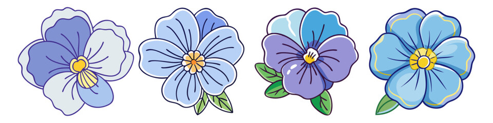 pansy flower illustration, flower vector art, flower icon - Minimalistic flat illustration of pansy flower flower, perfect for icons, logos, and floral-themed designs.

