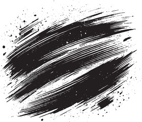 Grunge brush stroke background effect black vector illustration isolated on a white background