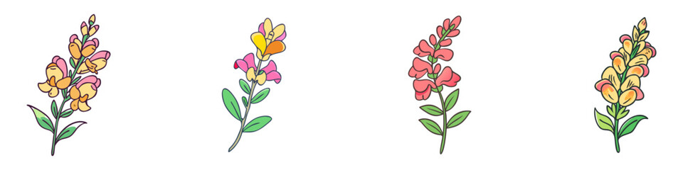 snapdragon flower illustration, flower vector art, flower icon - Minimalistic flat illustration of snapdragon flower flower, perfect for icons, logos, and floral-themed designs.

