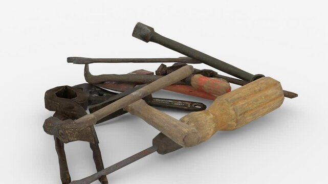 carpenter tools falls on white background
