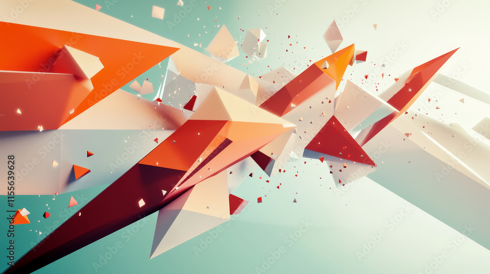 Poster hologram lever. lever made of polygons, triangles, dots, and lines. low-poly lever structure of conn