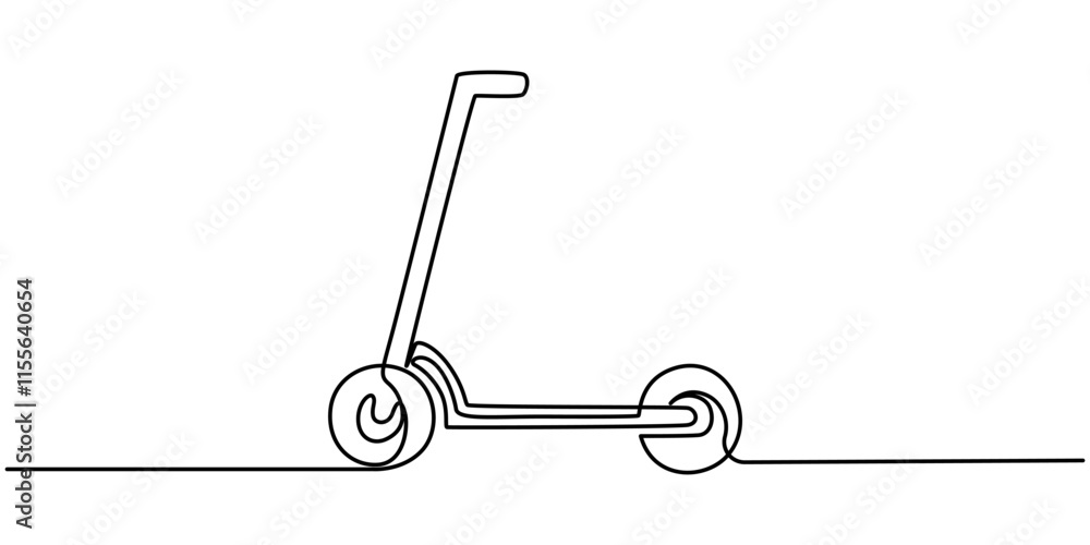 Poster continuous one line drawing scooter on a white background. vector illustration, scooter in continuou