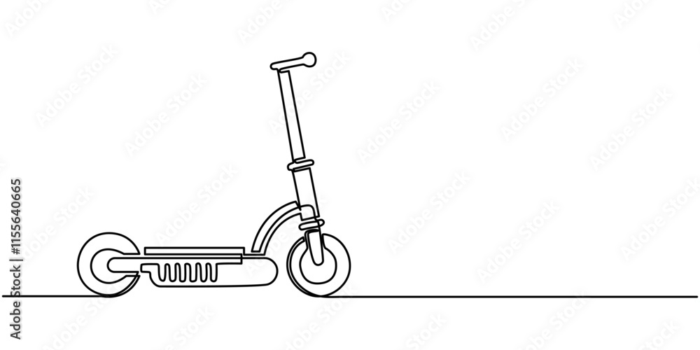 Poster continuous one line drawing scooter on a white background. vector illustration, scooter in continuou