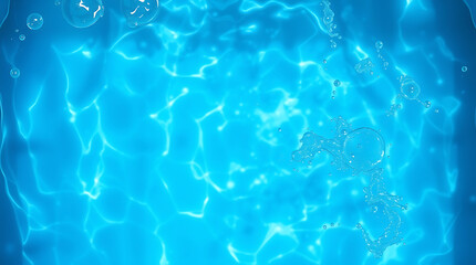Obraz premium transparent Blue Water with Ripples, Splashes, Bubbles, and Sunlit Waves – Abstract Summer Banner Background, water texture, abstract background, copy space